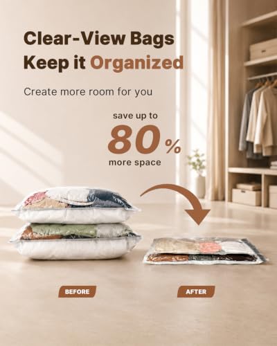 Vacuum Seal Bags for Clothing (20 Combo+Wireless Pump)