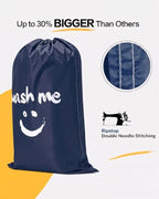 2 Pack XL Laundry Bag 28" x 40" ((Ⅰ-Wash me) Blue & Sky Blue)