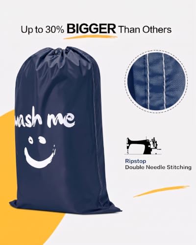 2 Pack XL Laundry Bag 28" x 40" ((Ⅰ-Wash me) Blue & Sky Blue)
