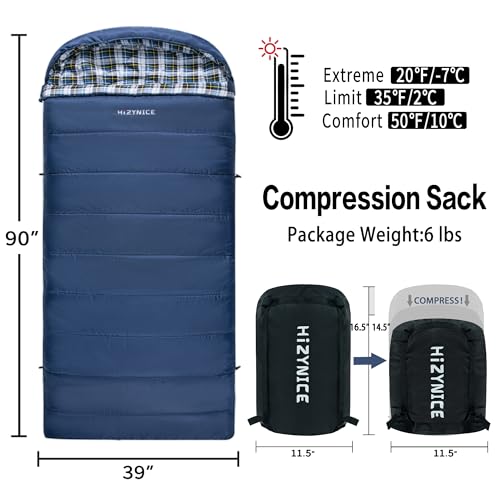 Sleeping Bags for Adults XXL Cold Weather (Blue / 20F Left Zip)