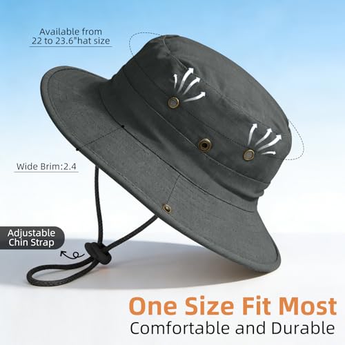 Sun Hats for Men Women Safari Hat Foldable Fishing Hat UPF 50+ Bucket Hat (1pack-dark Grey)