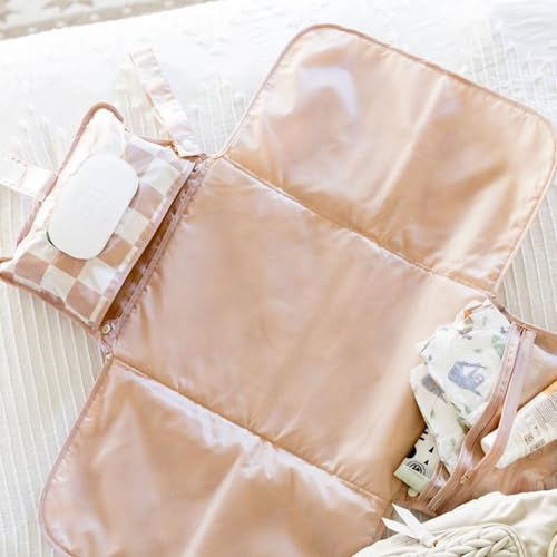 Portable Diaper Changing Pad (Beige Checkers)