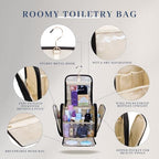 Makeup Bag for Women with Hanging Hook (Black-02)