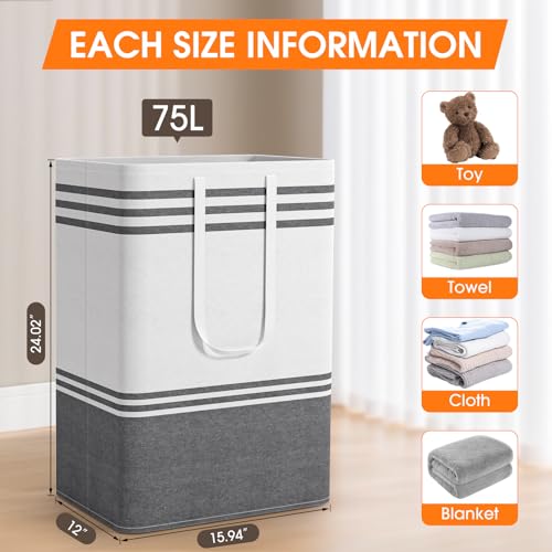 3 Pack Large Laundry Baskets (3 x 75L)