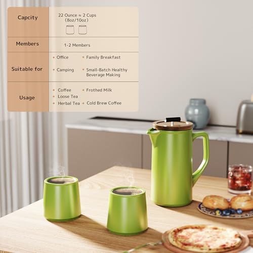 Ceramic French Press 22oz (Green)