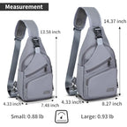 Crossbody Sling Bag Men Women (Leather Grey / Large)