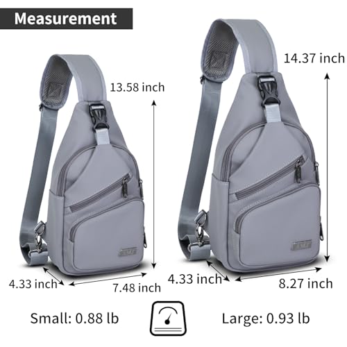 Crossbody Sling Bag Men Women (Leather Grey / Large)