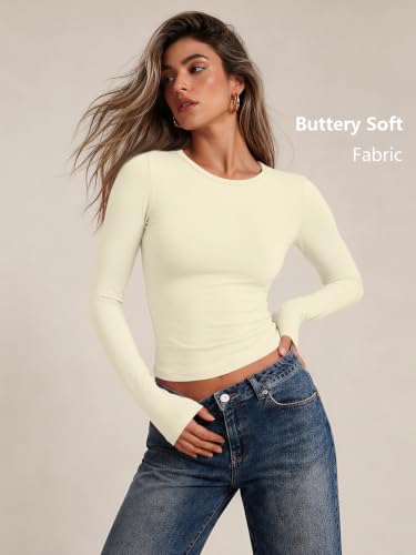 Womens Long Sleeve Shirts Basic Compression Tops Apricot XL (X-Large / Apricot)
