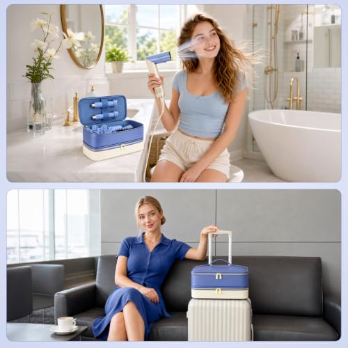 Travel Hair Dryer Case for Shark Glam (Periwinkle & Buttercream)