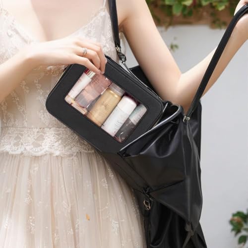 Travel Clear Makeup Bag Set (Mini+Large Black)