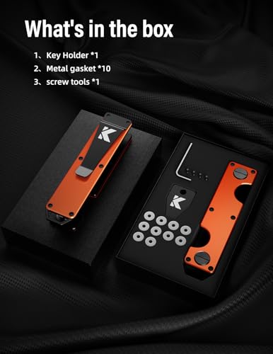 Key Organizer Key Holder Compact Key Case Minimalist Metal Key Chain Key Holder for Keychain Secures 8 (Orange)