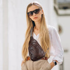 Crossbody Bags for Women Anti Theft Small Sling Handbag with Zipper Lock Vegan Leather RFID Blocking Chest Pure (Coffee)