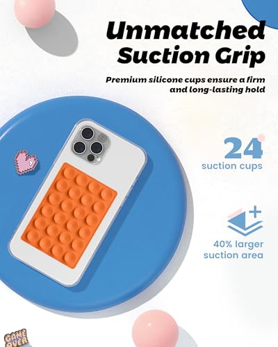 Magnetic Sticky Phone Suction Grip for MagSafe (Orange)