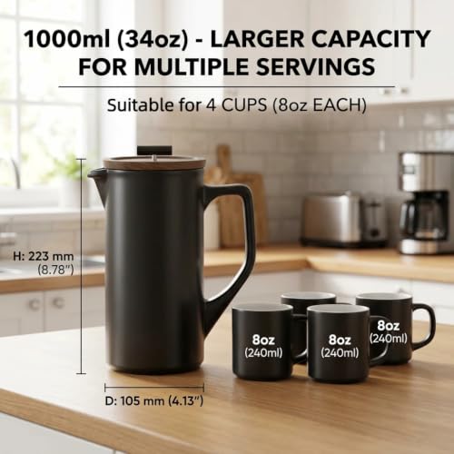 Ceramic French Press 34oz (Black)