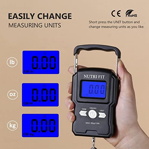 Luggage Scale Digital Suitcase Weighing Fish Portable for Travel (Jet Black)