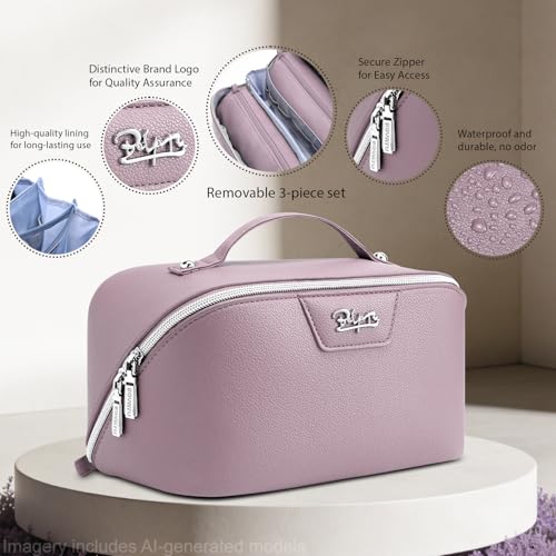 Travel Makeup Bag Cosmetic Bags for Women (L28Purple)