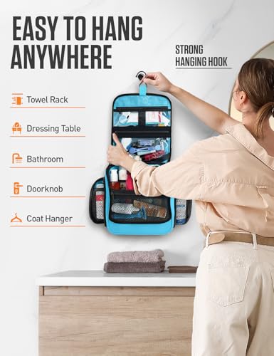 Hanging Travel Toiletry Bag 18 Compartments (Tiffany Blue)