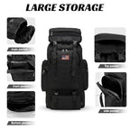 80L 2 pack Hiking Backpack for Men with Sling Tactical Backpack (80l Black - Pro(900d Fabric) + Sling Bag Bundle / Hiking Backpack 3077)