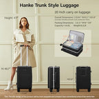 20 Inch Carry On Luggage with Cup Holder and USB Ports (Jet Black / Non-Expandable 20 Inch)