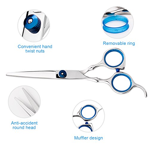 Professional Home Hair Cutting Kit Home Haircutting Scissors Barber Salon Home Thinning Shears Kit with Comb and Case for Men Women (Blue)