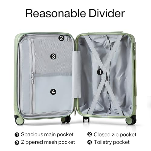 20 Inch Expandable Carry on Luggage 22x14x9 Airline Approved (20 Inch EXT / Bamboo Green)