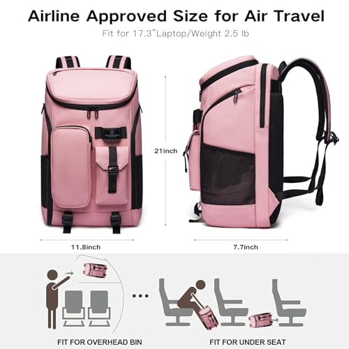 Carry on Travel Backpack for Men Women (Pink-30l)