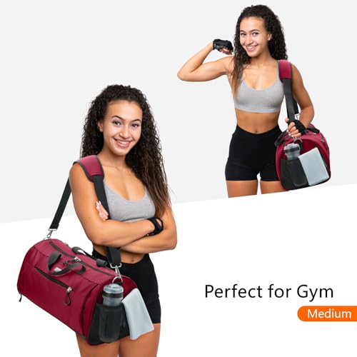 Gym Bag for Women & Men (Red / Large - 23 x 12 x 12″)
