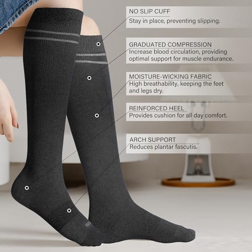 Viscose Made from Bamboo Compression Socks for Women&Men 20 (Medium / 4 Pair-grey)