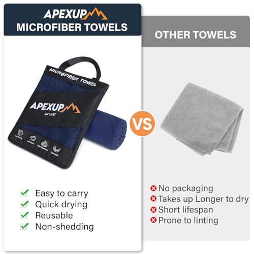 Microfiber Travel Towel (Navy Blue / 60"×30" Single)