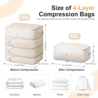Comforter Storage Bag (Beige / XL-4 Pack - 4-Layer)