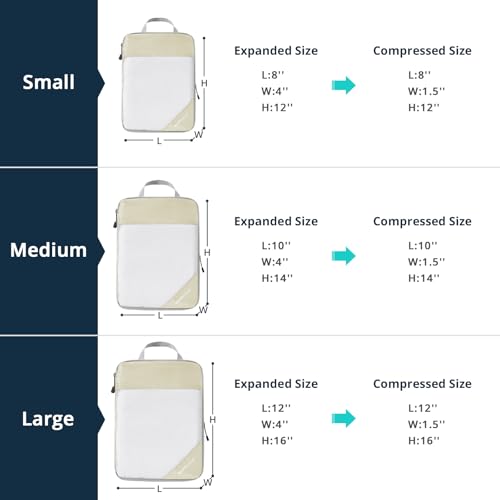 Compression Packing Cubes 6 Set (Beige / 6 pcs)