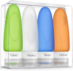 Leak Proof Travel Bottles (3oz 4pc - White/Blue/Green/Orange)