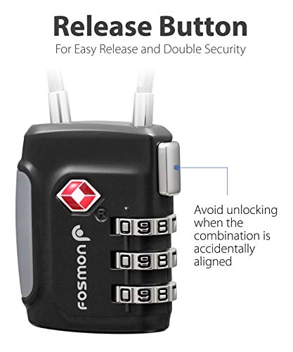 TSA Approved Cable Luggage Locks (3 Digit black 3 pack)