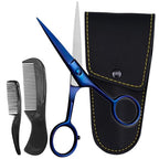 5" Beard & Mustache Scissor with Combs for Men (Midnight Blue)