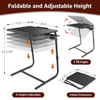 Adjustable TV Tray Black Dinner (Black)