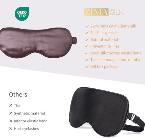 Adjustable 100% 22 Momme Mulberry Silk Sleep Mask (Plum Wine / 1 Count (Pack of 1))