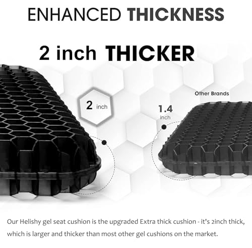 Gel Seat Cushion (Black / 16.5 x 14.5 x 2 inch)