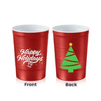 16 oz. Reusable Party Cups (Happy Holidays Red / 12 Count)