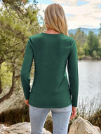Long Sleeve Shirts for Women Casual Crewneck Tops Basic Tees (Small / 01darkgreen)