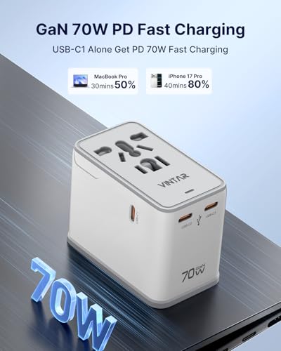 Universal Travel Adapter 70W GaN (70W White2)