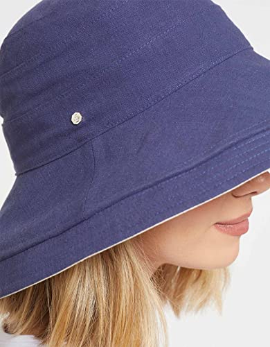 Women's Holiday Sun Hat UPF 50+ (Small-Medium / Navy/Beige)