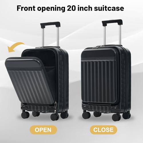 Luggage Sets Front Opening (2-piece Set / Black+bag)