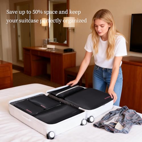 BeeNesting Waterproof Compression Packing Cubes sets (Black / 8-Piece Set (2.5 L))