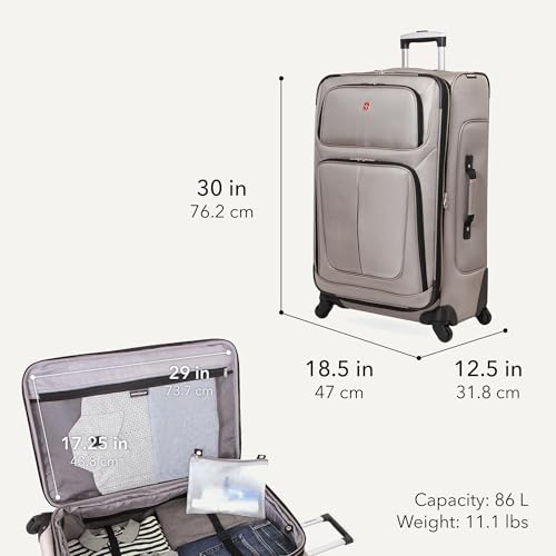 Sion Softside Expandable Luggage (Checked-Large 29-Inch / Pewter)