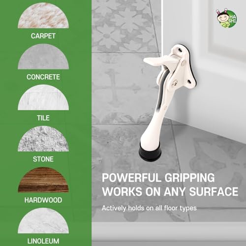 4 Stoppers 4 in White Kickdown Door Stopper for Bottom of Door (White / 4 INCH X 4 PACK)