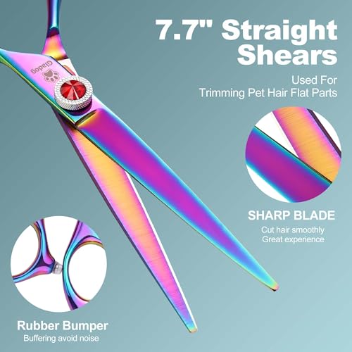 7 Inch Professional Dog Grooming Scissors Kit (Pro Rainbow 5 in 1)