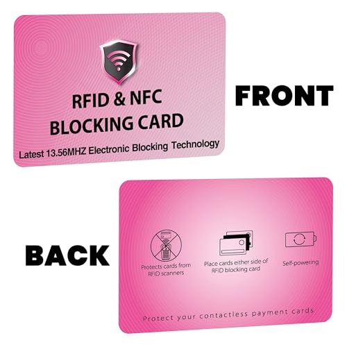 2 Pack RFID Blocking Card for Credit Debit ID Card (Pink)