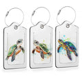 Abstract Colorful Sea Turtle 3 PCS PU Leather Luggage Tags for Suitcase (Abstract Colorful Sea Turtle)