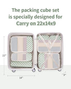 Compression Packing Cubes for Women Kids (AA-Mint Green Checkerboard / 6 Set)