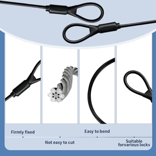 3.3mm Steel Wire Rope Outdoor Travel Security Cable Lock (Black*2 / 12in/30cm)